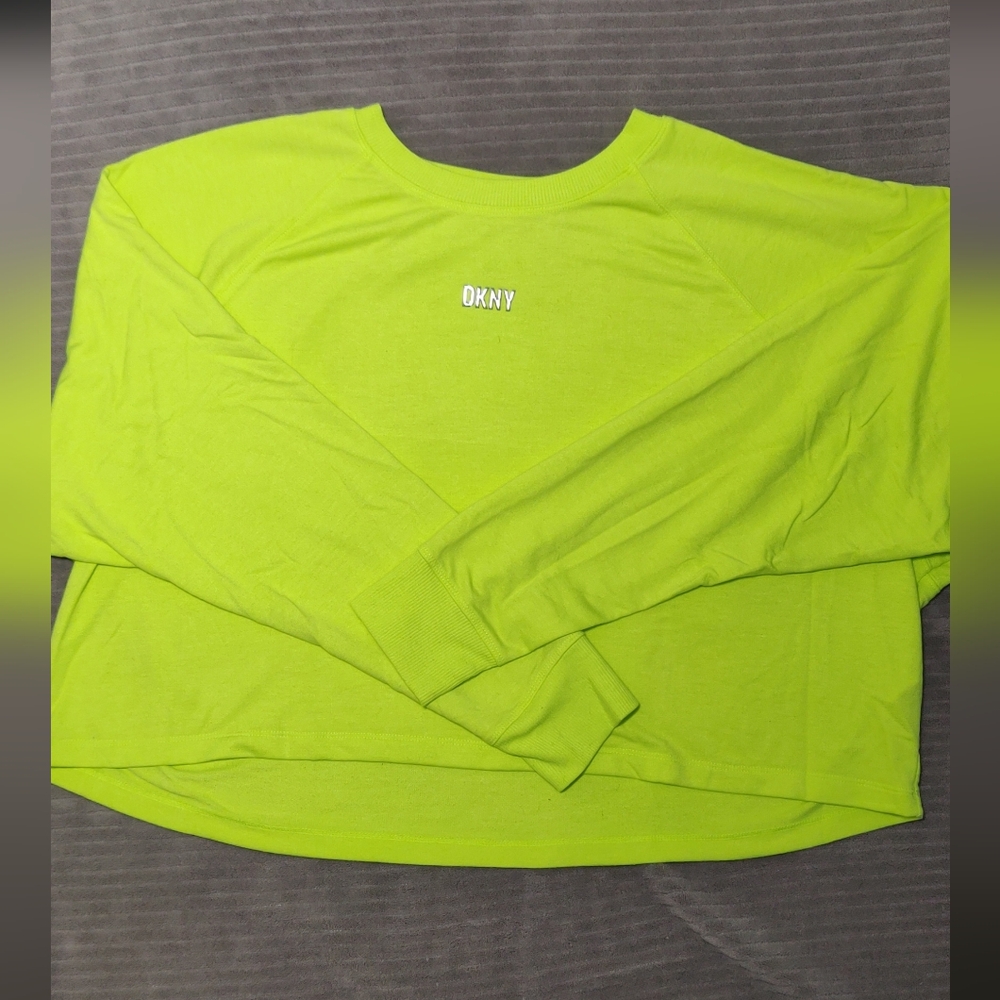 DKNY Sport Neon Green Long Sleeved Cropped Tee